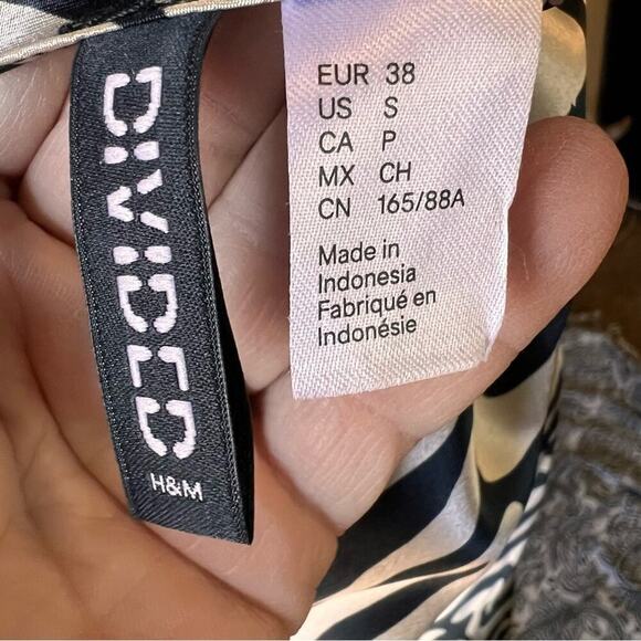 H&M Divided Zebra‎ Mini Satin Slip Cowl Neck, Dropped & Cross Back, Size Small - Picture 10 of 11